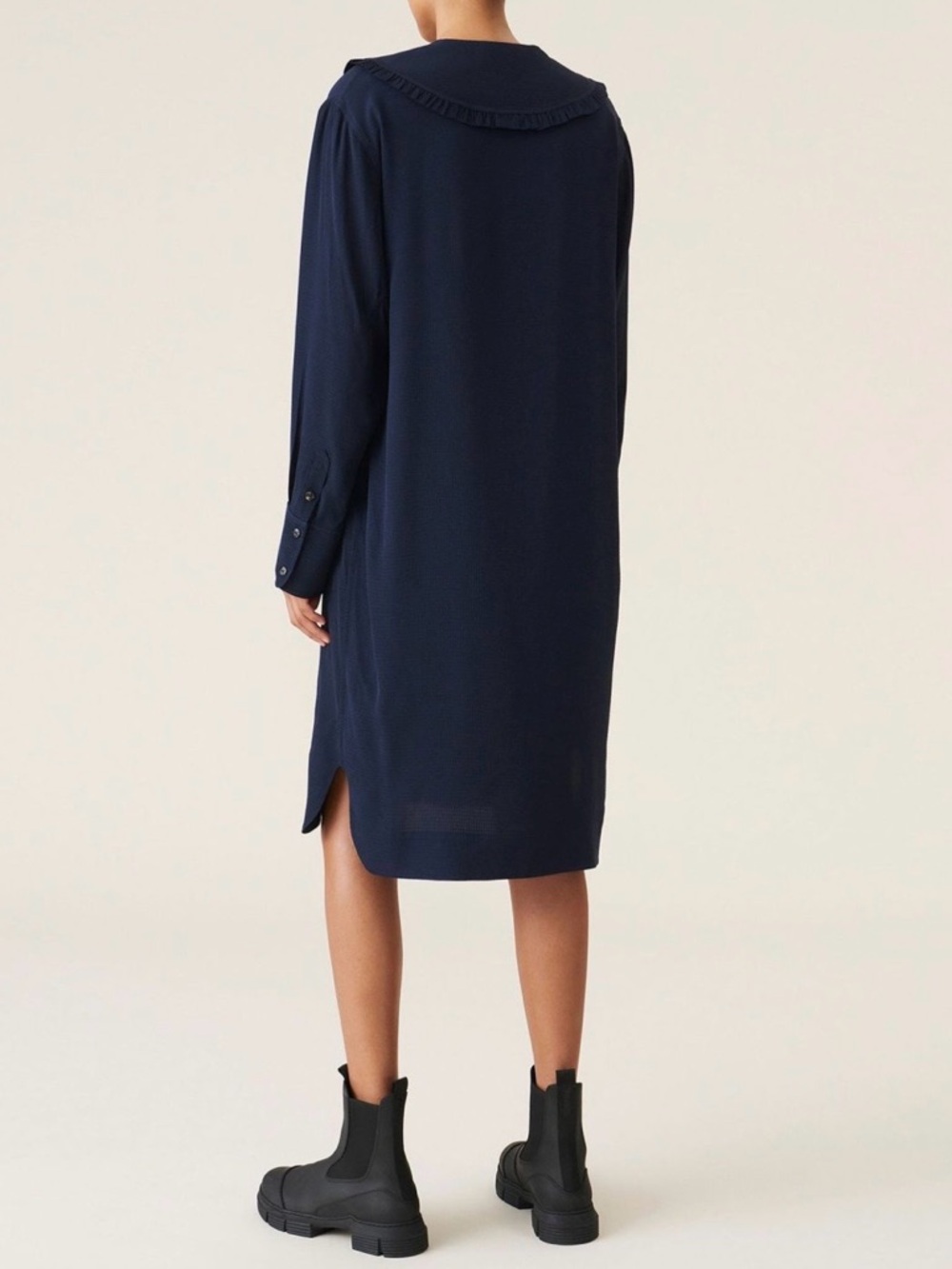 GANNI Ripstop Oversized Shirt Dress Sky Captain Navy Blue large XL New - Picture 4 of 11